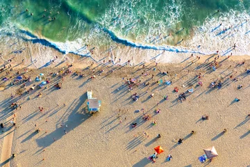 Poster Santa Monica strand van bovenaf © Tierney
