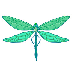 Green Dragonfly on white background. Vector illustration for your design.
