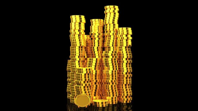 Gold Coins On Black Background.
Loop able 3DCG render Animation.