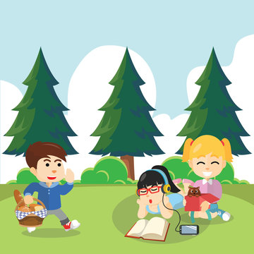 picnic with friends illustration design