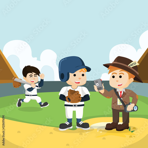 "journalist interviewing baseball player" Stock image and royaltyfree