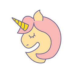 Cute fantasy unicorn icon vector illustration design