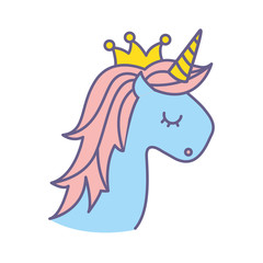 Cute fantasy unicorn icon vector illustration design