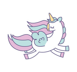 Cute fantasy unicorn icon vector illustration design