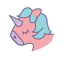 Cute fantasy unicorn icon vector illustration design