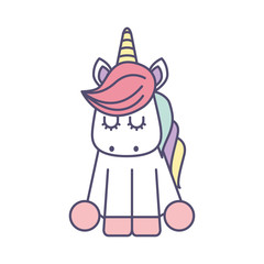 Cute fantasy unicorn icon vector illustration design
