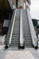 escalator,Up and down escalators in public building.