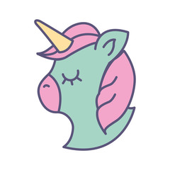 Cute fantasy unicorn icon vector illustration design