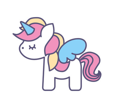 Cute fantasy unicorn icon vector illustration design