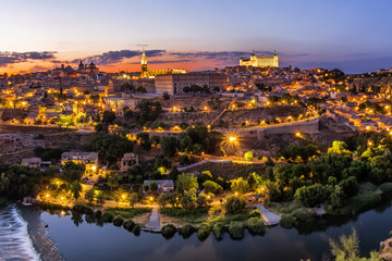 Toledo cityscape at sunset. Toledo, Spain.