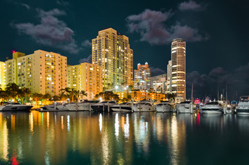 Miami Beach Marina in the night