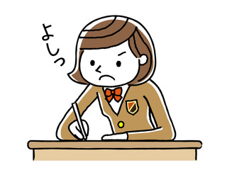 勉強する女子学生
