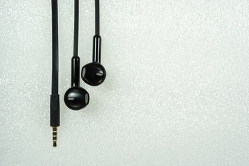 Black Earphone or earphones on white background the Black earpho