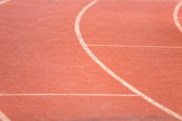 Fototapeta premium Closeup to some part of running track in the stadium.