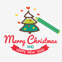 Greeting card with Christmas tree