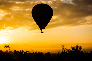 Hot air balloon fly up silhouette