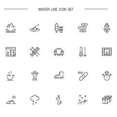 Winter flat icon set
