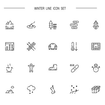 Winter flat icon set