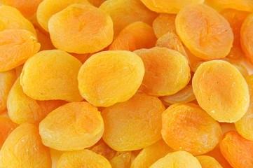close up on dry apricot background
