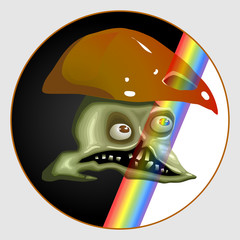 skull mushroom rainbow -  halloween mushroom