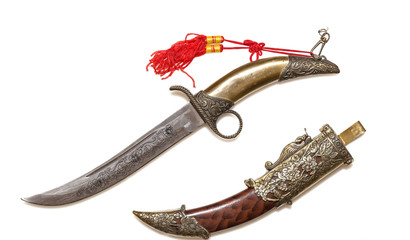 Ceremonial Curved Dagger and Ornamental Scabbard