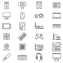 Computer Peripheral and Accessories Elements Icon Set