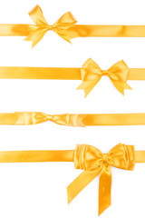 set of four golden ribbon gift bow