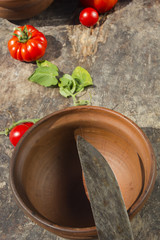 Brown clay pot