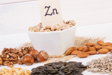 Products and ingredients containing zinc and dietary fiber, healthy nutrition