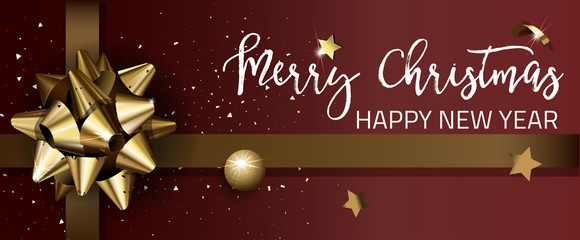 Merry Christmas or Happy New Year web banner design template.