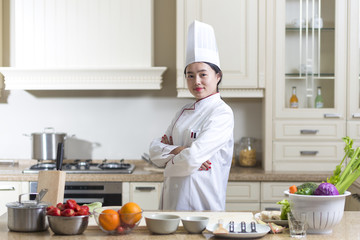 Pretty Chinese cook at work