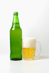 glass and bottle of beer