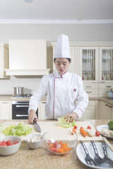 Pretty Chinese cook at work