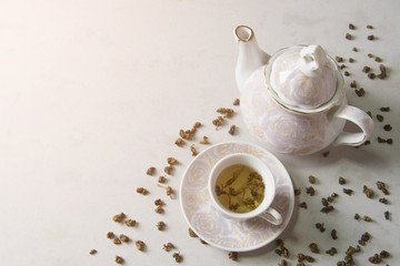 Hot tea on the table