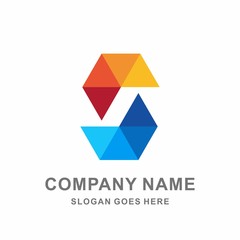 Geometric Triangle Reflection Monogram Letter S Pattern Motif Decoration Business Company Stock Vector Logo Design Template 