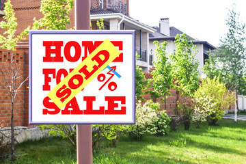 	A Billboard advertising the sale of real estate . The concept of changes in housing prices
