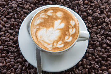 Coffee Latte and Coffee beans