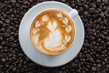 Coffee Latte and Coffee beans