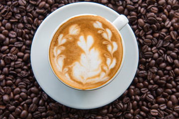Coffee Latte and Coffee beans