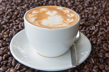 Coffee Latte and Coffee beans