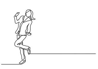 continuous line drawing of happy woman
