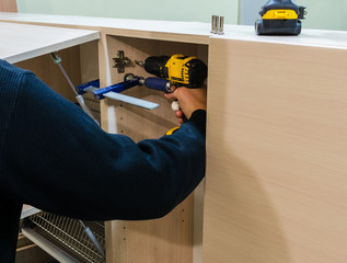 Assembling of furniture closeup