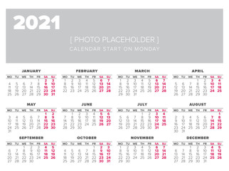 Calendar 2021 year vector design template