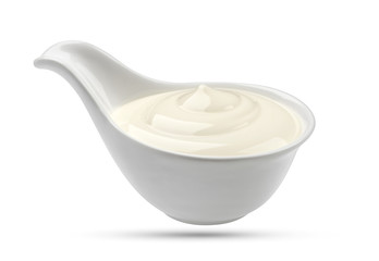 Sour cream isolated on white