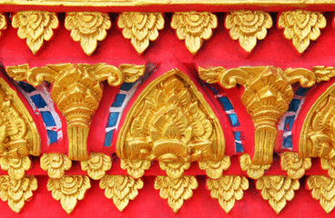 Traditional Thai style pattern decorative, stucco gold paint in