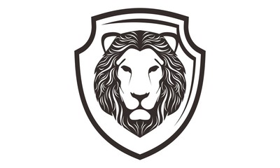 lion head with shield logo template