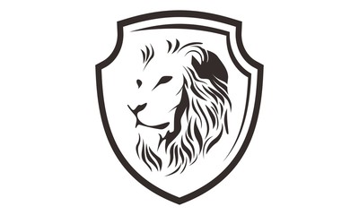 lion head with shield logo template