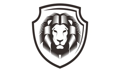 lion head with shield logo template