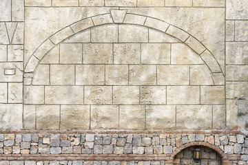 Wall lined with stone, background, texture