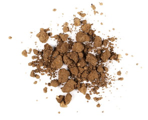 pile dry soil isolated on white background